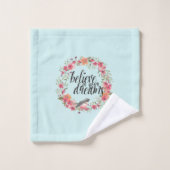 Chic Mint Croyez en vos rêves Oiseau rose Floral (Gant de toilette)