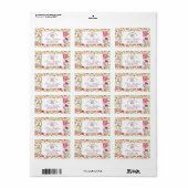 Chic Mint en Blush Pink Floral Business Etiket (Full Sheet)