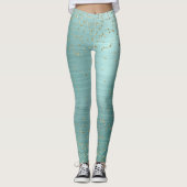 Chic Mint Glam Gold Sparkle Confetti Gepersonalise Leggings (Voorkant)