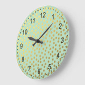 Chic Mint Gold Confetti Dots Grote Klok (Hoek)
