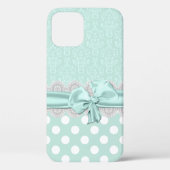 Chic Mint Green Damask iPhone Case-Mate iPhone Case (Achterkant)
