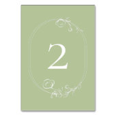 Chic Mint Green Floral Mariage Numéro de table (Dos)