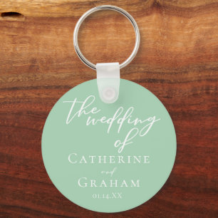 Chic Mint Green gepersonaliseerde bruiloft Sleutelhanger