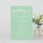 Chic Mint Green Typographie Programme de mariage d (Debout devant)