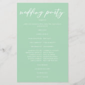Chic Mint Green Typographie Programme de mariage d (Dos)