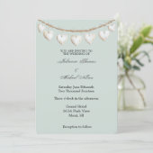 Chic Mint Green White Hearts Wedding Kaart (Staand voorkant)