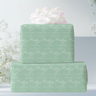 Chic Mint Groen Wit Gepersonaliseerde bruiloft Cadeaupapier