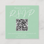 Chic Mint Groen Wit Script Wedding QR Code RSVP Informatiekaartje (Voorkant)