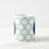 Chic Mint & Navy Big Stippen Monogrammed Koffiemok (Center)