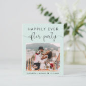 Chic Mint Photo Wedding Reception Invitation (Staand voorkant)