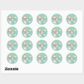 Chic Mint Roze Gouden Kerst Ornamenten Ronde Sticker (Vel)