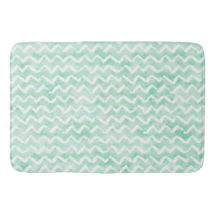 Chic Mint Waterverf Chevron Stripes Badmat