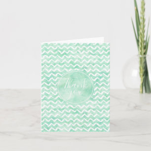 Chic Mint Waterverf Chevron Stripes Bedankkaart