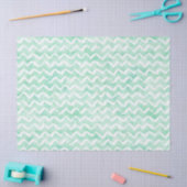 Chic Mint Waterverf Chevron Stripes Tissuepapier (Craft)