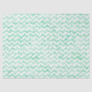 Chic Mint Waterverf Chevron Stripes Tissuepapier