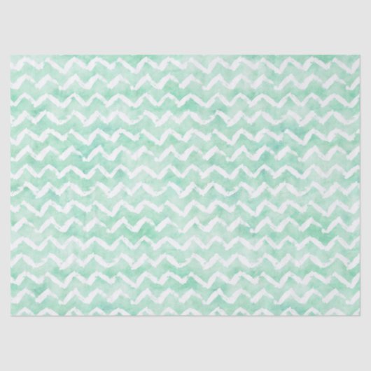 Chic Mint Waterverf Chevron Stripes Tissuepapier (Voorkant)