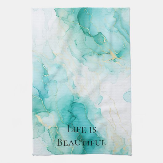 Chic Mint Wit Goud Vrijgezellenfeest Theedoek (Verticaal)