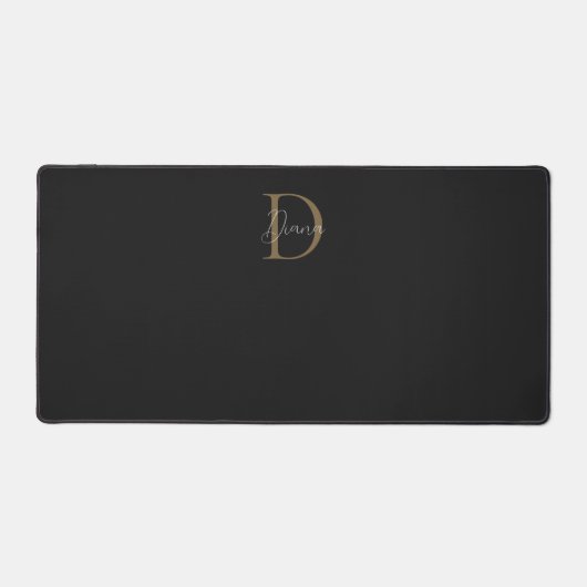 Chic Minuit Noir Mossy Gold Script Monogramme (Recto)