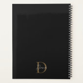 Chic Minuit Noir Mossy Gold Script Monogramme (Dos)