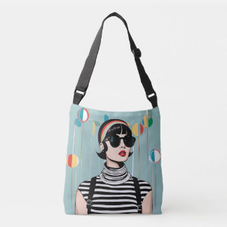 Chic Mod Girl Canvas tas Stijlvol Retro Art Design