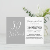 Chic Modern 50 Fabulous Grey 50th Birthday Kaart (Staand voorkant)