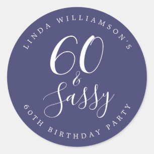 Chic Modern 60 Sassy Navy Blauw 60e Verjaardag Ronde Sticker