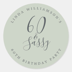 Chic Modern 60 Sassy Pastel Green 60th Birthday Ronde Sticker