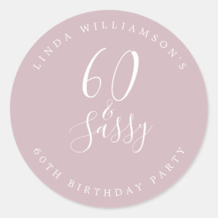 Chic Modern 60 Sassy Pastel Paars 60e Verjaardag Ronde Sticker