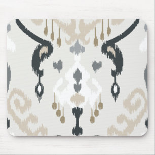 Chic modern beige black white ikat tribal patroon muismat