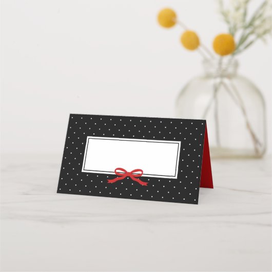 Chic Modern Black Polka Dot met Rood Lint (Voorkant)