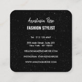 Chic Modern Black White Minimalist Glitter Galaxy Vierkante Visitekaartje (Achterkant)
