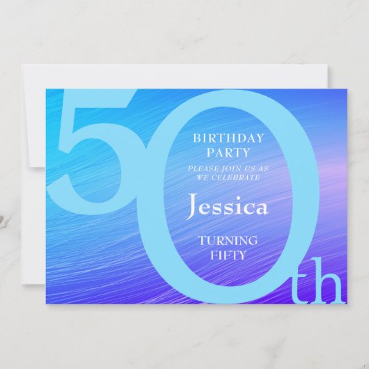 Chic Modern Blue Birthday Uitnodiging (Voorkant)