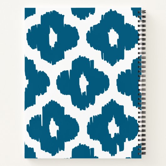 Chic Modern Blue & White Ikat Pattern Personalized Notitieboek (Achterkant)