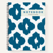 Chic Modern Blue & White Ikat Pattern Personalized Notitieboek (Voorkant)
