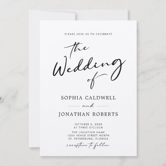 Chic Modern Calligraphy Kraft Paper Wedding Kaart (Voorkant)