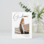 Chic Modern Calligraphy Photo Afstuderen Aankondigingskaart (Staand voorkant)