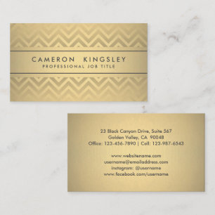Chic Modern Chevron Zwart en Faux Gold Folie Visitekaartje