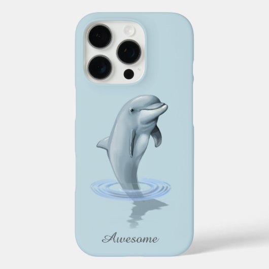 Chic Modern Dolfijn & Script op lichtblauw Case-Mate iPhone Case (Achterkant)