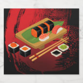 Chic Modern Elegant Black & Red Sushi Bier Etiket (Enkel label)