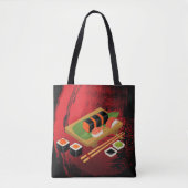 Chic Modern Elegant Black & Red Sushi Draagtas (Voorkant)