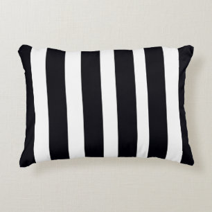 Chic Modern Elegante Klassieke Zwart & Witte Strep Accent Kussen