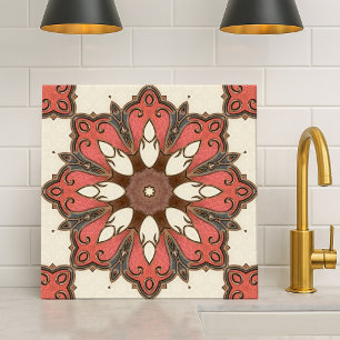 Chic Modern Floral Geometric Design Tegel Tegeltje