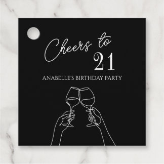 Chic modern gejuich voor 21ste verjaardagsfeestje bedankjes labels