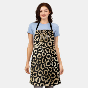 Chic Modern Gold Black Leopard Cheetah Monogram Schort