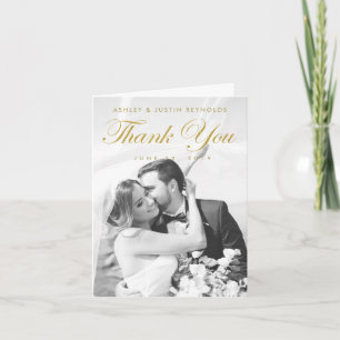 Chic Modern Gold Photo Mariage Merci Carte Note