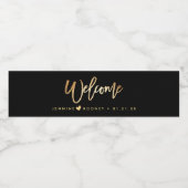 Chic+Modern Gold Script Event Welkom Waterfles Etiket (Enkel label)