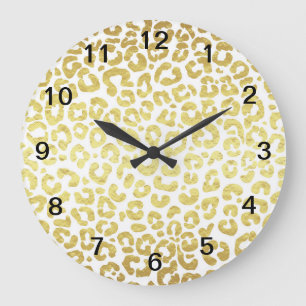 Chic Modern Gold White Leopard Jaguar Cheetah Grote Klok
