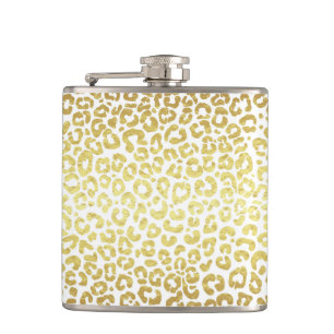 Chic Modern Gold White Leopard Jaguar Cheetah Heupfles