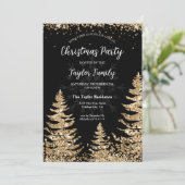 Chic Modern Gouden Glitter Kerstboomfeest Kaart (Staand voorkant)