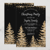 Chic Modern Gouden Glitter Kerstboomfeest Kaart (Voorkant / Achterkant)